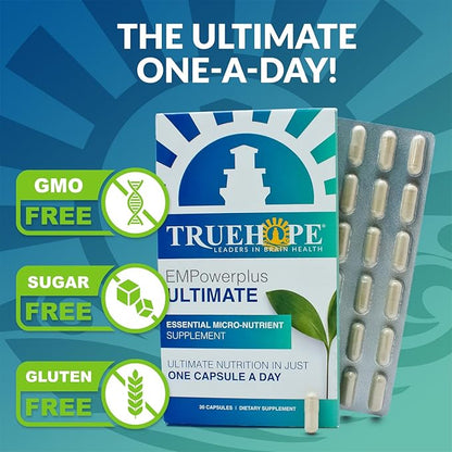Truehope EMPowerplus Ultimate Capsules - Once-a-Day Brain, Energy and Focus Supplement - Ultra-High Concentration and World-Class Absorption - 30 Capsules