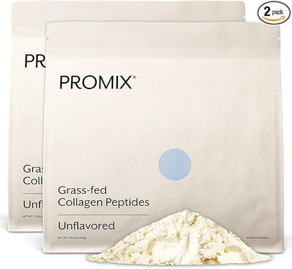 PROMIX Collagen Peptides Protein Powder, Pasture-Raised Grass Fed Hydrolysate | Unflavored, 2.5lbs | Keto, Non GMO, Gluten Free, Natural, Organic, Hydrolyzed | For Healthy Skin, Bones, Hair and Joints