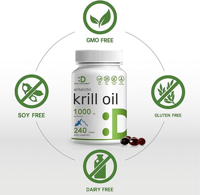 Eagle Shine Vitamins 2 Pack Antarctic Krill Oil, 1,000mg Per Serving, 480 Softgels – Mercury Free, No Fishy Taste – Rich in Omega-3s, EPA, DHA, Astaxanthin, & Phospholipids – Non-GMO, No Gluten