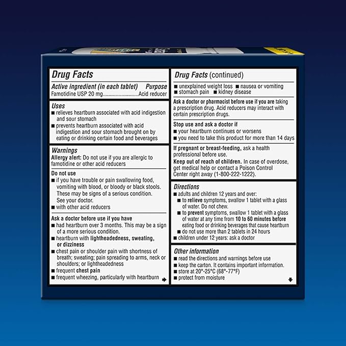 Zantac 360 Maximum Strength Heartburn Prevention and Relief Tablets, 20 mg Famotidine Pills with Targeted Relief to Control Acid Before Heartburn Starts, 50 Count (Pack of 2)