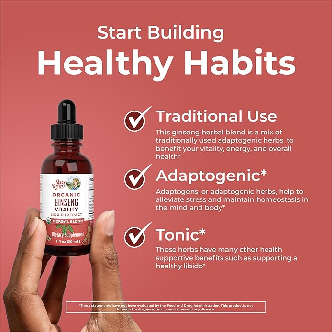 MaryRuth Organics Herbal Supplement for Brain Function | Boost Energy | Memory | Vitality USDA | Ginseng with Ashwagandha | Eleuthero and Maca Root Extract | 1 Fl Oz
