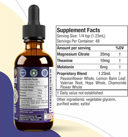 Advanced Sleep Support Supplement - Liquid Delivery for Better Absorption - Melatonin, Magnesium, Theanine, Valerian, Passionflower, Chamomile & More!