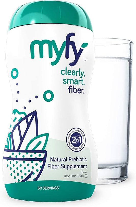 MyFy Natural Prebiotic Fiber Supplement Powder - Clear, Soluble, Daily Digestive Support for Gut Health & Regularity - Non-GMO, Taste-Free, Sugar-Free, Gluten-Free - 10.6oz (60 Servings)