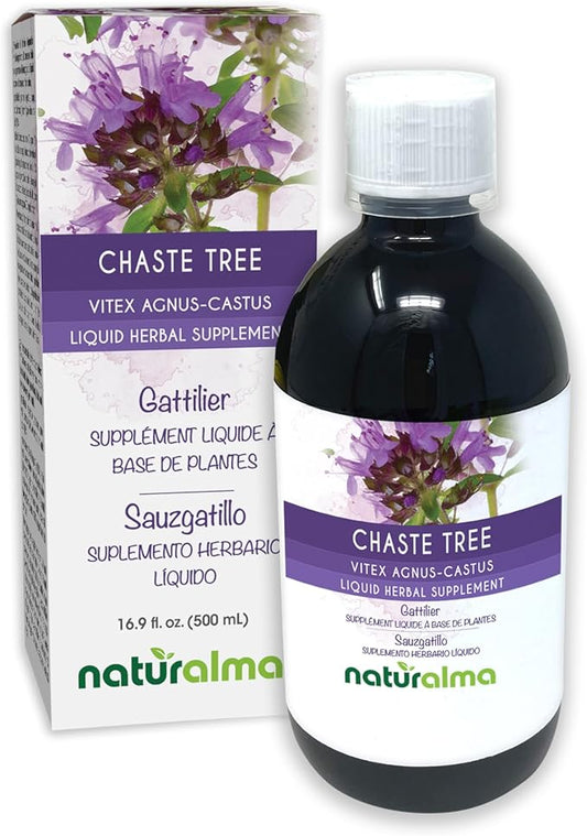 Naturalma Chaste Tree (Vitex Agnus-castus) Fruit Alcohol-Free Tincture - 16.9 fl oz Liquid Extract in Drops - Herbal Supplement - Vegan