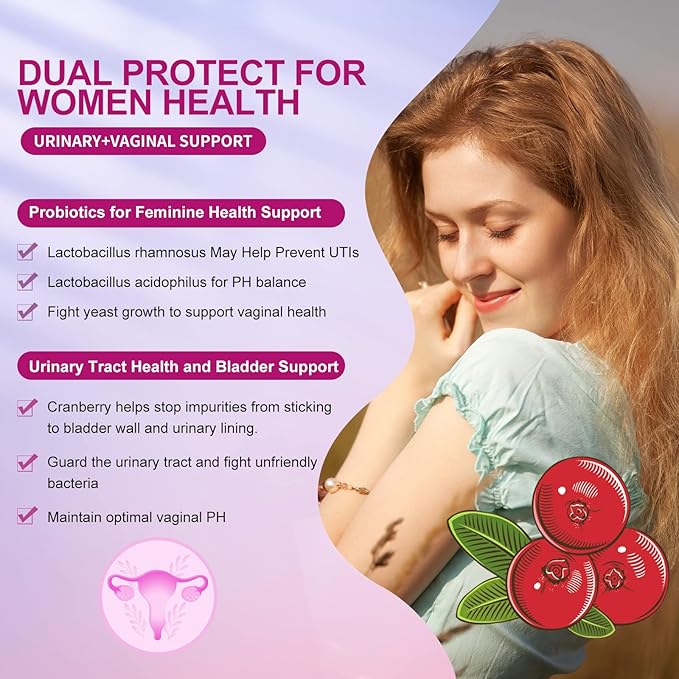 Women's Probiotic, with Cranberry Extract, Organic Prebiotics & Vitamin C, 90 Billion CFUs,18 Strains, Help for Boost Immune, Digestive, Gut Health & Women's Health, Gluten & Soy Free,90 Tablets