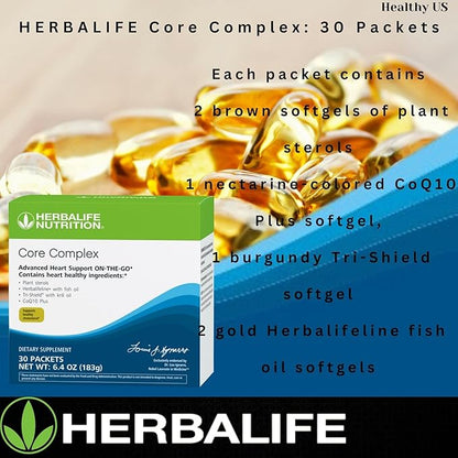 Herbalife Core Complex: 30 Packets 6.04 Oz (183g) Advanced Heart Support ON-The-GO, Supports Healthy Cholesterol, Contains Heart Healthy Ingredients with Vitamin D, Vitamin E, Vitamin B6, Vitamin B12