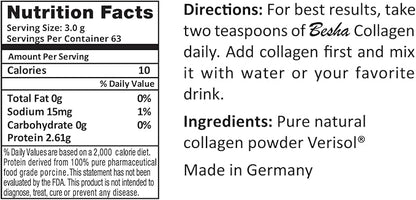 Verisol Collagen Bioactive Peptides (Natural Collagen Powder) Made in Germany - 2 Month Supply