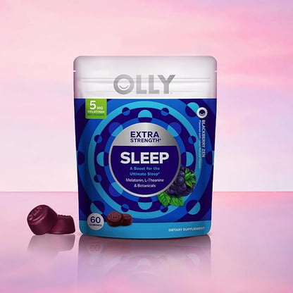 OLLY Extra Strength Sleep, 5 mg Melatonin L-Theanine, Chamomile and Botanicals - 60ct Pouch