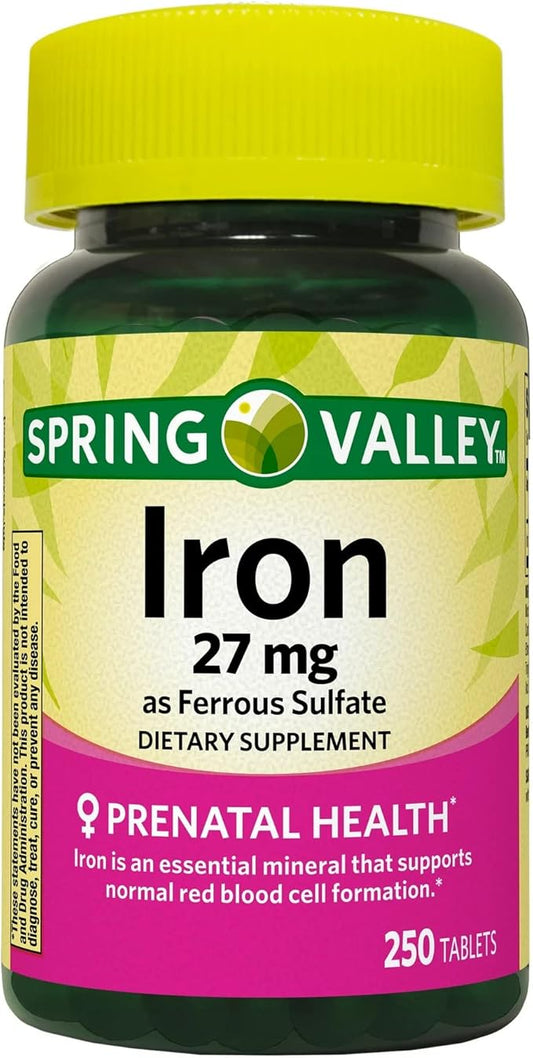 Convergence Spring Valley Iron as Ferrous Sulfate Tablets Dietary Supplement, 27 mg, 250 CountNo preservatives, Artificial Dyes or sweeteners