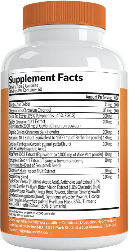 21-in-1 Berberine Supplement with Ceylon Cinnamon with Chromium, Bitter Melon and Green Tea Extract and Black Pepper Extract 5X for Energy & Metabolism Support with 5279 mg (120 ct, Pack of 3)