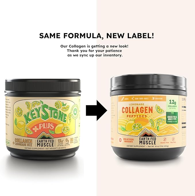 Earth Fed Muscle Lemonade Collagen Peptides - Hair, Skin, Joints, 33 Servings