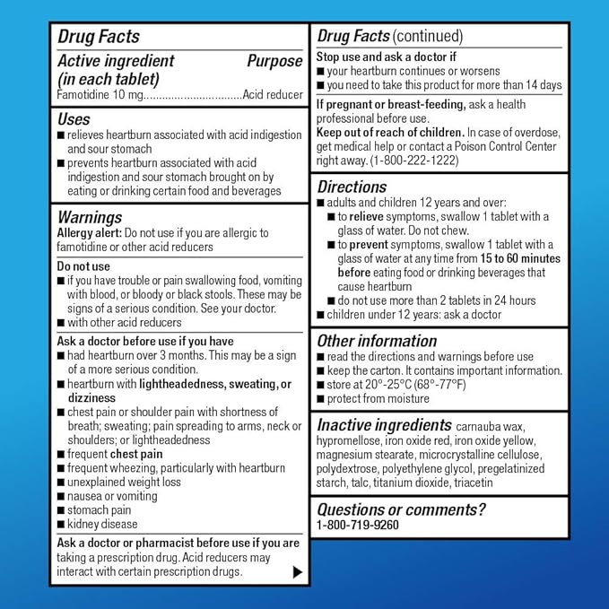 Amazon Basic Care Acid Reducer Famotidine Tablets 10 Mg, 30 Count