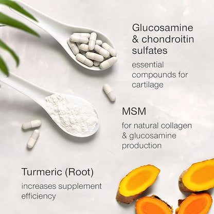 Glucosamine Chondroitin MSM with Turmeric - High Strength Joint Support Supplement for Adults Men & Women - 90 Capsules - 1500mg Glucosamine Sulfate per Serving