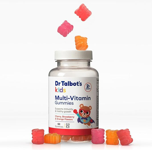 Dr. Talbot's Kids Multi-Vitamin Gummies - Vitamin A, C, B-12, Zinc Immunity and Growth Support for Children - 60 Gummies - 2+ Years - Strawberry, Cherry, and Orange Flavors