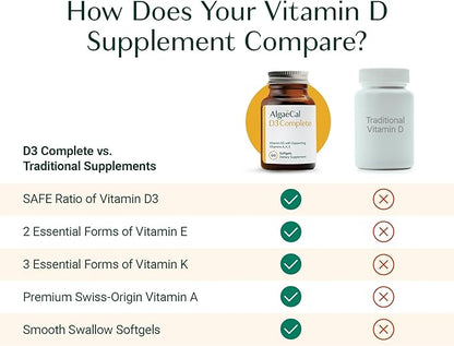 ALGAECAL Vitamin D3 & Collagen Bundle – Hydrolyzed Collagen Complete with Clinically-Supported Verisol, Fortibone & Fortigel, Plus Vitamin D3 K2 Complete for Enhanced Immune Support