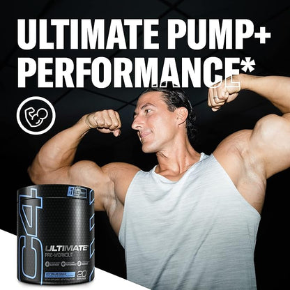 Cellucor C4 Ultimate Pre Workout Powder ICY Blue Razz - Sugar Free Preworkout Energy Supplement for Men & Women - 300mg Caffeine + 3.2g Beta Alanine + 2 Patented Creatines - 20 Servings