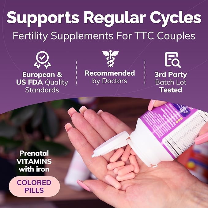 CONCEIVE PLUS Women's Fertility Support: Conception Prenatal Supplements for Her, Aids Hormonal Balance, & Regular Cycles - Folic Acid, B12, Zinc, Biotin, Non-GMO - 60 Vegetarian Soft Capsules