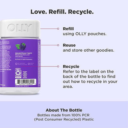 Olly Sleep Gummy, 3mg Melatonin, L-Theanine, Chamomile, Lemon Balm, Sleep Aid, BlackBerry, 90 Count
