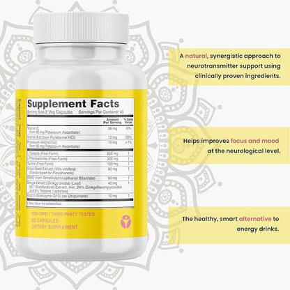Think Better - Caffeine Free Brain Fog Supplements for Women and Men | Brain Vitamin for Memory and Focus | Natural Nootropics Focus Supplement for Focus, Energy, and Clarity
