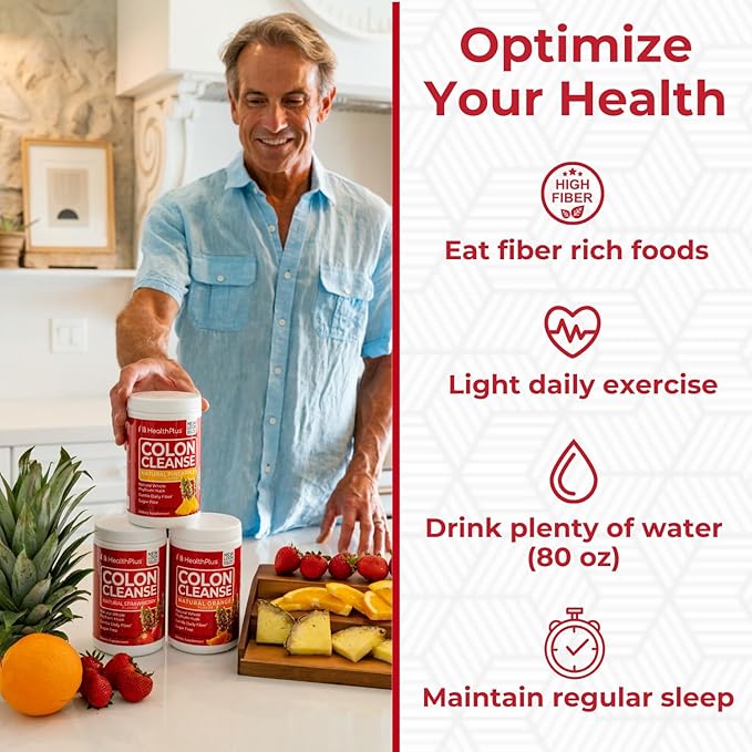 Health Plus Colon Cleanse Digestive Support | No Artificial Flavors | Daily Fiber for Toxin Elimination to Reduce Bloating | Psyllium Husk | Pineapple Flavor | 9 Ounces, 36 Servings