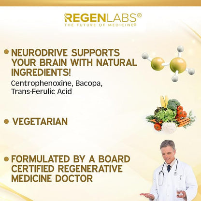 NeuroDrive Memory & Focus Supplement - Boost Brain Focus, Mental Health & Brain Fog | Natural Doctor Approved - Brain Nootropic, Phosphatidylserine, Centrophenoxine, Bacopa - 90 Capsules