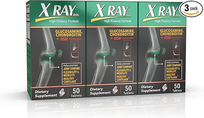 X Ray High Potency Joint Health Supplement, with Glucosamine 1500mg, Chondroitin 300mg, MSM 120 mg, Supports Healthy Joints, Bones & Cartilage - 50 Count, Pack of 3