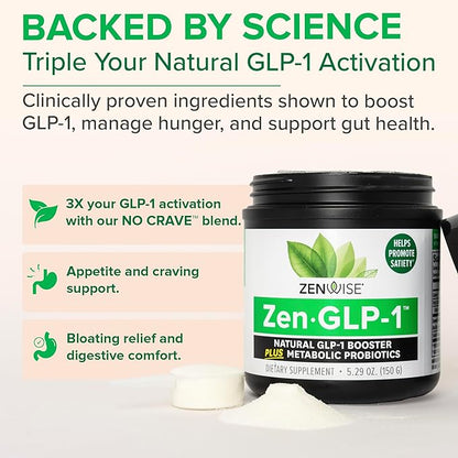 Zenwise Health ZenGLP-1™ - Natural GLP1 with Probiotic for Women & Men + Metabolic Probiotics to Help Control Hunger & Cravings and Support Digestive Health - GLP-1 Supplement Support, 15-Day Serving