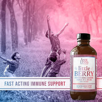 Andi Lynn’s LittleBerry, Elderberry Syrup for Kids with Vitamin C & Zinc, Fast-Acting Immune Support Herbal Supplement, 4 oz (3-Pack)