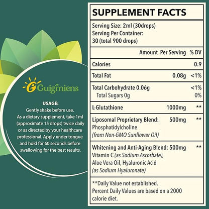 Liposomal Glutathione 1500 MG, Superior Absorption, Liquid Glutathione Supplement, Powerful Antioxidant, Liver Detox, Immune Enhancer, Soy-Free, Non-GMO, Vegan & Gluten Free, 2.02 fl.oz
