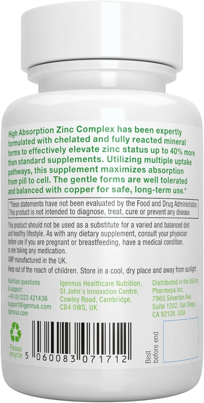 Super B-Complex + Zinc Complex Vegan Bundle, Methylated Sustained Release B Complex + 25mg Chelated Zinc Picolinate & Bisglycinate with Copper, by Igennus