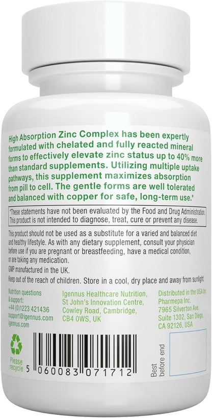 Super B-Complex + Zinc Complex Vegan Bundle, Methylated Sustained Release B Complex + 25mg Chelated Zinc Picolinate & Bisglycinate with Copper, by Igennus