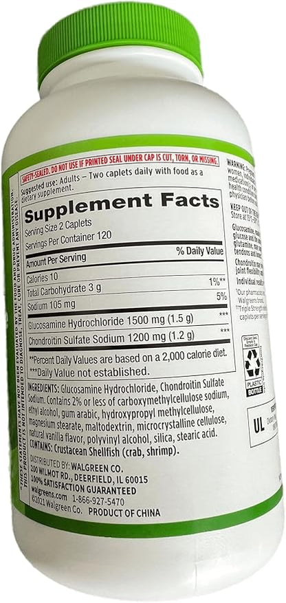 Walgreens Glucosamine Chondroitin Triple Strength 1500 mg Glucosamine HCL 1200 mg Chondroitin - 240 Caplets