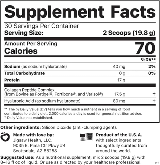 Jigsaw Health Collagen Boost | Promotes Healthy Joints, Cartilage, Skin, and Hair | 30 Servings