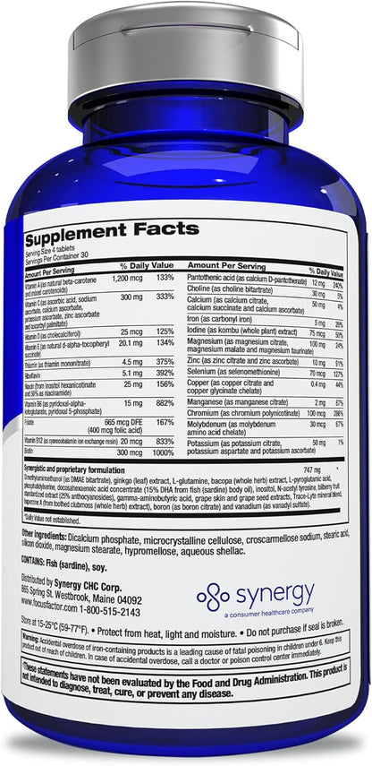 Focus Factor Adults Extra Strength, 120 Count- Brain Supplement for Memory, Concentration, Focus- DMAE, Vitamin D, DHA- Brain Health Supplement – Trusted Formula- Brain Vitamins, Focus Pills (3 Pack)