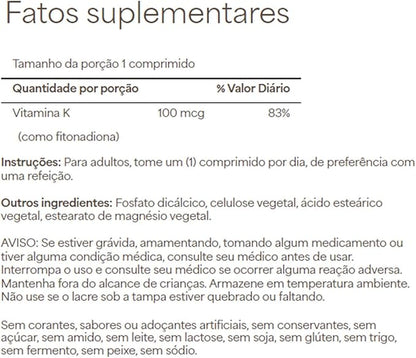 Puritan's Pride Premium Vitamin K 100mcg, Dietary Supplement for Bone, Joint, and Blood Clotting Health Support, 100 Day Supply, 100 Tablets