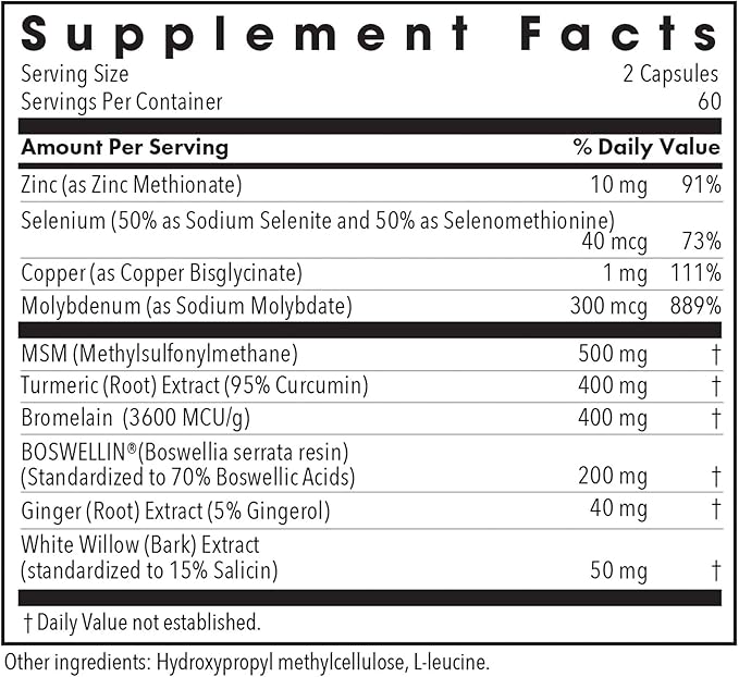 Allergy Research Group InflaMed Joint Health Supplement - Joint Support Supplement for Men & Women, Molybdenum, Turmeric, MSM, Boswellia,Connective Tissue Health - 120 Count