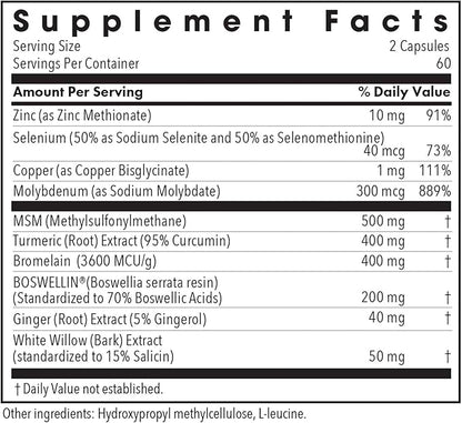 Allergy Research Group InflaMed Joint Health Supplement - Joint Support Supplement for Men & Women, Molybdenum, Turmeric, MSM, Boswellia,Connective Tissue Health - 120 Count