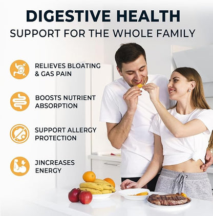 4-in-1 Prebiotic Probiotic & Postbiotic for Women & Men, Complete Gut & Digestive Support Supplement, Pre Post Probiotics & Digestive Enzymes 60 Capsules,Made in USA