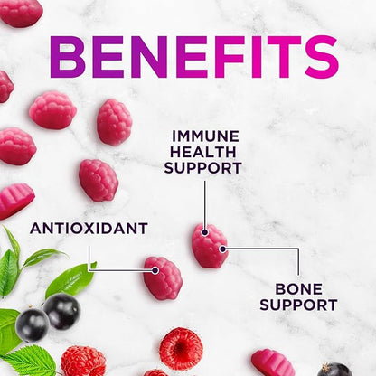 Zinc Gummies 50mg - Bone Skin & Immune Support Health Gummy & Premium Antioxidant Chewable for Adults - High Absorption Vegan, Gluten Free Zinc Supplements Vitamin - Tasty Berry Flavor - 60 Gummies