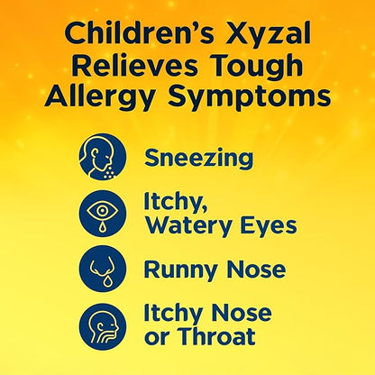 Xyzal Children's 24 Hour Allergy Relief Medicine for Kids, Levocetirizine Dihydrochloride Liquid Antihistamine, Grape, 5 Fl. oz.
