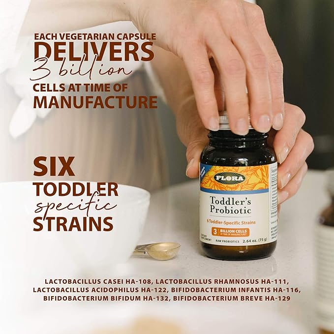 Flora - Toddler's Probiotic - Supports Digestive Health - Daily Probiotic Powder for Children Ages 1–3 - Includes Bifidobacterium Infantis - Vegetarian & Gluten-Free - Keep Chilled - 2.64 oz.