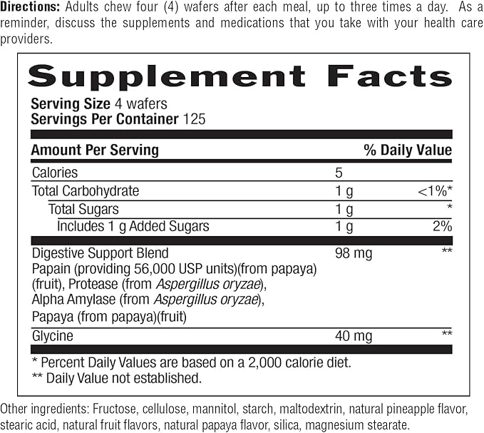 Country Life Chewable Papaya Enzymes for Digestion Support - Natural Pineapple & Papaya Flavor, Assists with Nutrient Absorption, Contains Papain & Protease - 200 and 500 Wafers Available