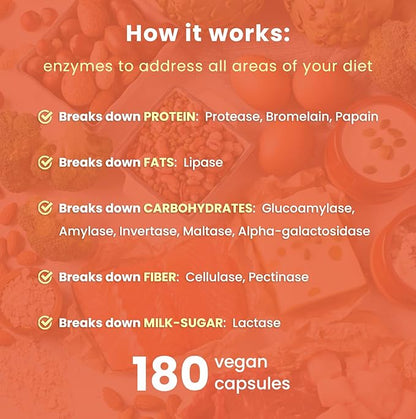 NutraChamps Digestive Enzymes with Probiotics and Prebiotics for Women & Men - 180 Vegan Capsules with Bromelain for Bloating & Optimal Gut Health