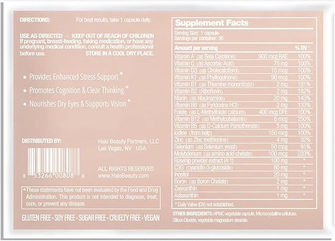 Her Daily Multi Refill Pack - 30 Capsule Vegan Women's Multivitamin for Energy, Mental Clarity & Wellness - Body & Brain Booster with B6, D3 & Zinc