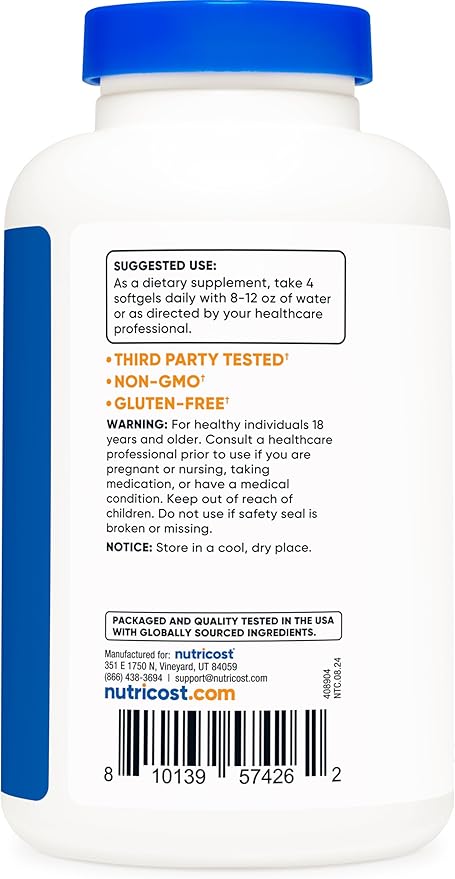 Nutricost Fish Oil with CLA (120 Softgels) - 4240mg Fish Oil and 560mg Conjugated Linoleic Acid Per Serving, GMO-Free, Gluten Free, 30 Servings