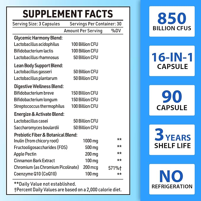 Probiotics for Men, Advanced 50+ Mens Probiotic, Comprehensive Gut & Energy Support with 850 Billion CFU, 1800mg Prebiotics Fiber – Tailored Wellness mens probiotics for gut health over 50, 90 Capsule