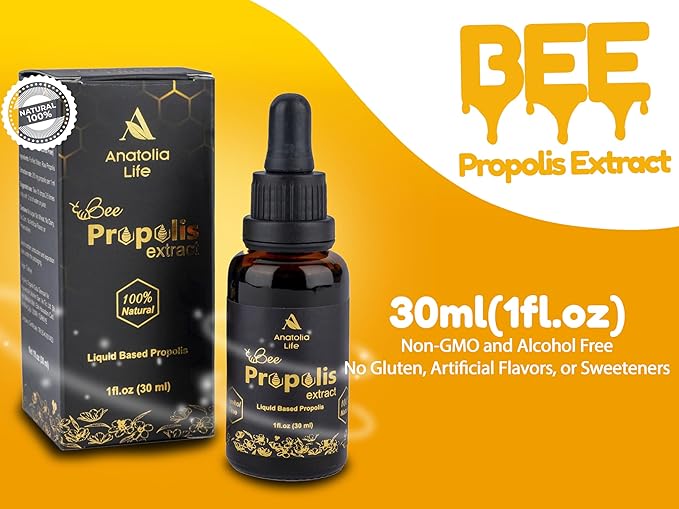 Natural Bee Propolis Extract, 30 mL, Advanced Liquid Tincture Immune System Booster and Seasonal Defense, Pure High Potency Herbal Supplement, Non-GMO (Propolis (3) Pack)…