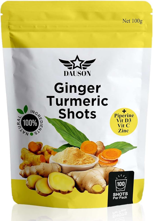 Ginger Turmeric Supplements, 100g/100 Shots of Turmeric Ginger Powder Boosted with Orange, Curcumin, Vitamin C, D & Zinc for Joint, Gut, Keto & Immune Support – Health Drink