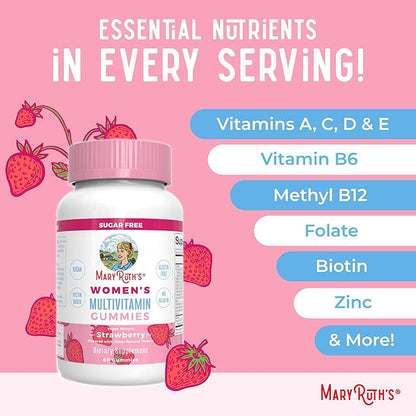 MaryRuth's Women's Multivitamin Gummies | Ages 14+ | Immune Support Daily Women's Multivitamin | Skin Health | Gummy Vitamins for Women | Sugar-Free | Vegan | Non-GMO | 60 Count
