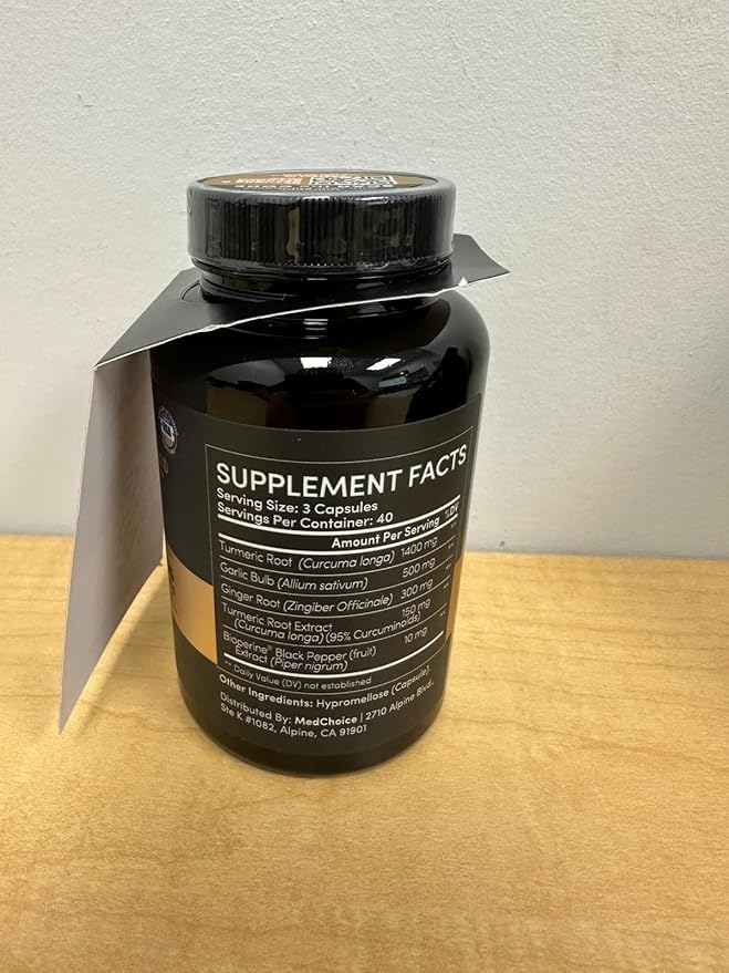 4-in-1 Turmeric and Garlic Supplements with Bioperine 2360 mg Turmeric Ginger Root Capsules with Garlic for Joint, Digestion & Immune Support (120 ct)